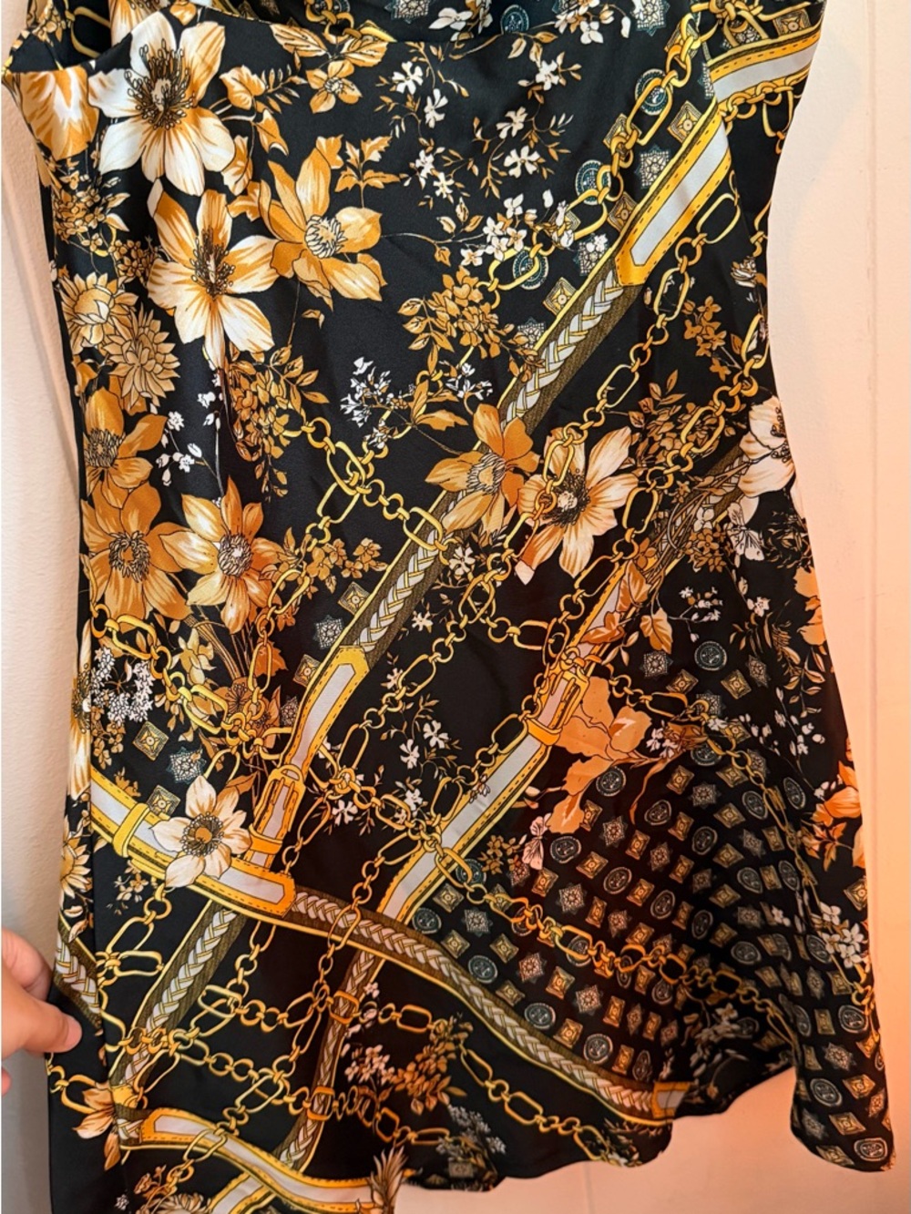 Princess Polly Black & Gold Floral Chain Slip Dress - Picture 6 of 8